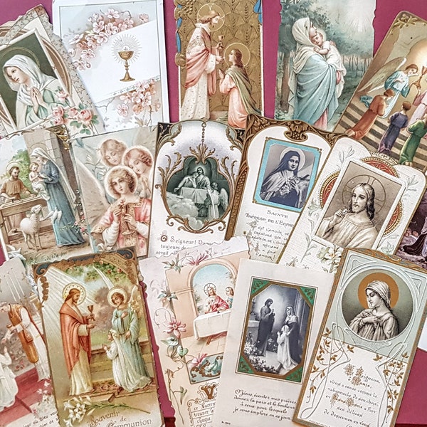 Vintage 135 Holy Cards Printables 27 Pages OVER 135 CARDS Scans Collage Sheet Junk Journal Prayer Cards Digital Download Spiritual Religious