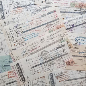 Fatture francesi vintage (16) con francobolli Ephemera Carta intestata Quittance Collage, Junk Journal, Art Journal, Steampunk, Cards, Quittances