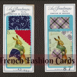 Vintage French Fashion Printable Scans, Haberdashery Samples: Ephemera, Steampunk, Book Covers, Journal, Mixed Media, Junk Journal, Cards
