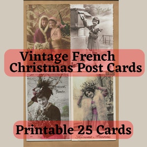 Weihnachten 25 Vintage Französische Postkarten Drucke Scans Urlaubs machen, Junk Journal, Mixed Media, Collage, Kartenherstellung, Art Journal, Noel