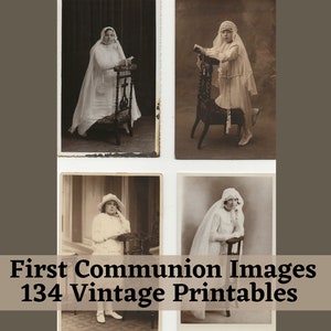 Vintage First Communion 134 Printable Images: Photos, Post Cards, Holy Cards - Bible Journal, Junk Journal, Collage, Cardmaking, Scrapbook