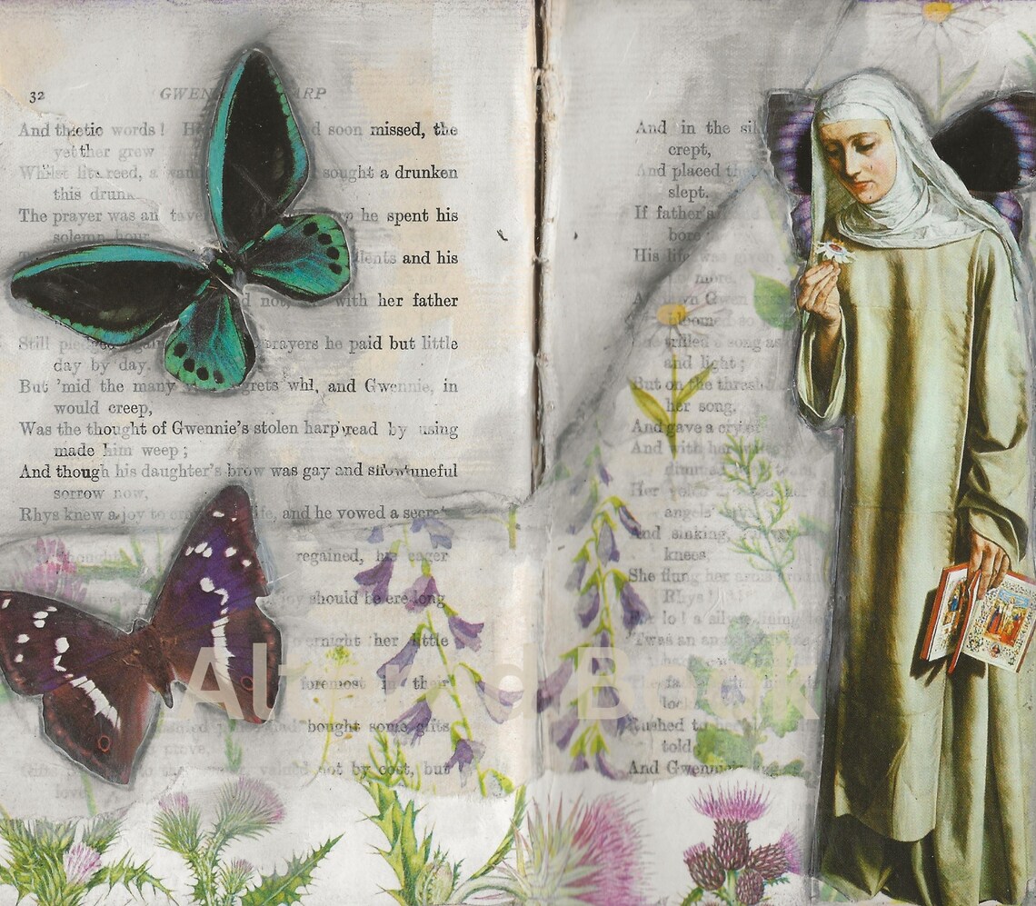 Printable Altered Book Collage Layouts, 13 Layouts cover, Altered Book, Vintage Ephemera, Mixed ...