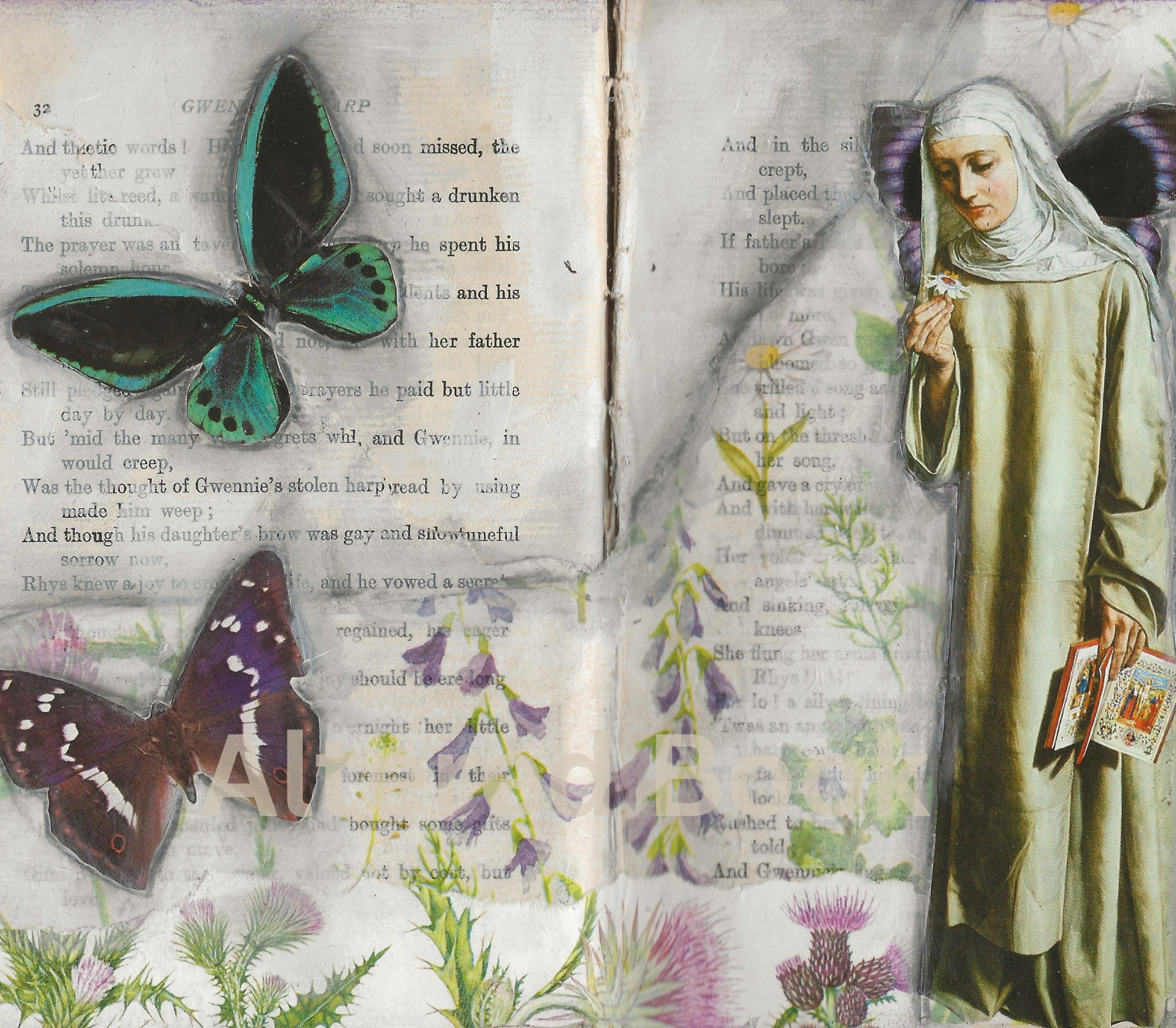 Printable Altered Book Collage Layouts, 13 Layouts +cover, Altered Book, Vintage Ephemera, Mixed ...