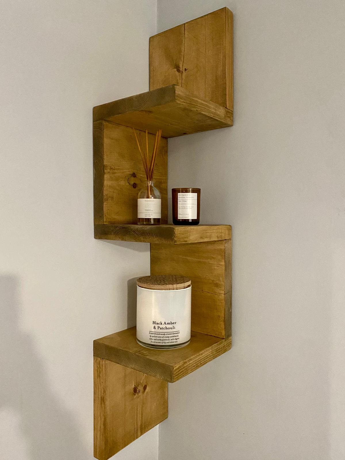 Handmade Rustic Wood Corner Wall Shelf. Etsy