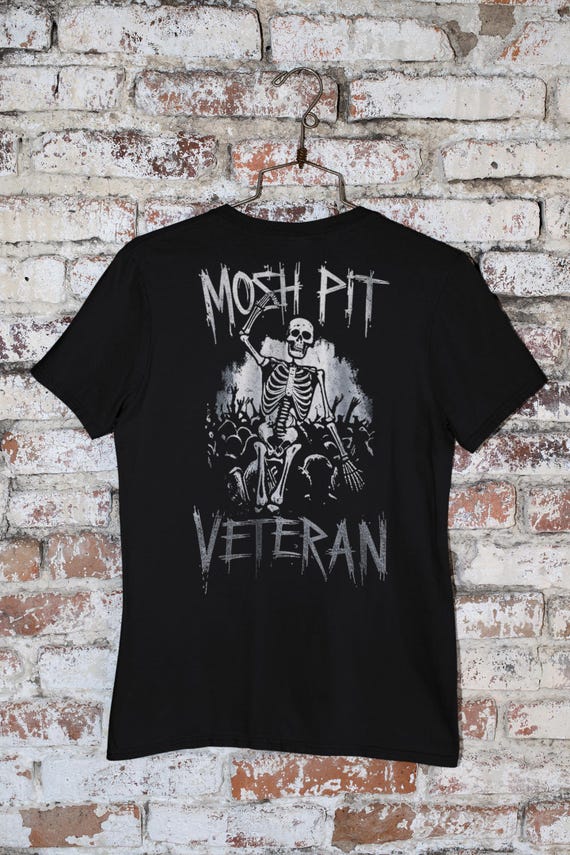 Mosh Pit Veteran Skeleton T-Shirt - Edgy Streetwear for Hardcore Music Lovers | JaversLife Designs