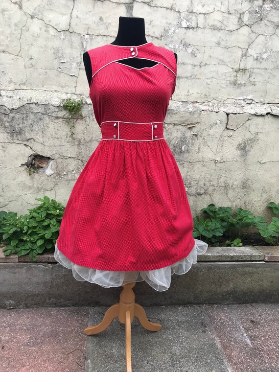 red and white tea dress