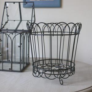 Vintage French Scalloped Wire Planter: Shabby Chic Farmhouse Basket
