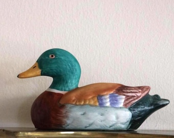 Vintage Hand-Painted Mallard Duck Figurine, Angeline Originals Wildlife Decor