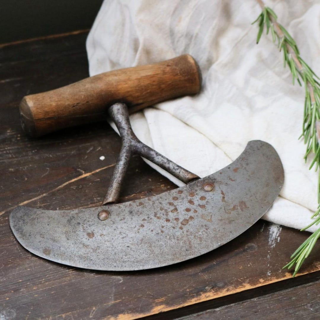 Vintage Rocking Herb Chopper With Wooden Handle | Mezzaluna Kitchen ...