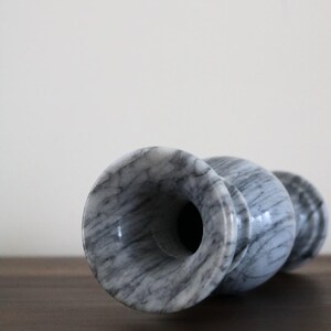 Vintage Marble Bud Vase | Grey & White Veined Stone | European Minimalist Decor image 4