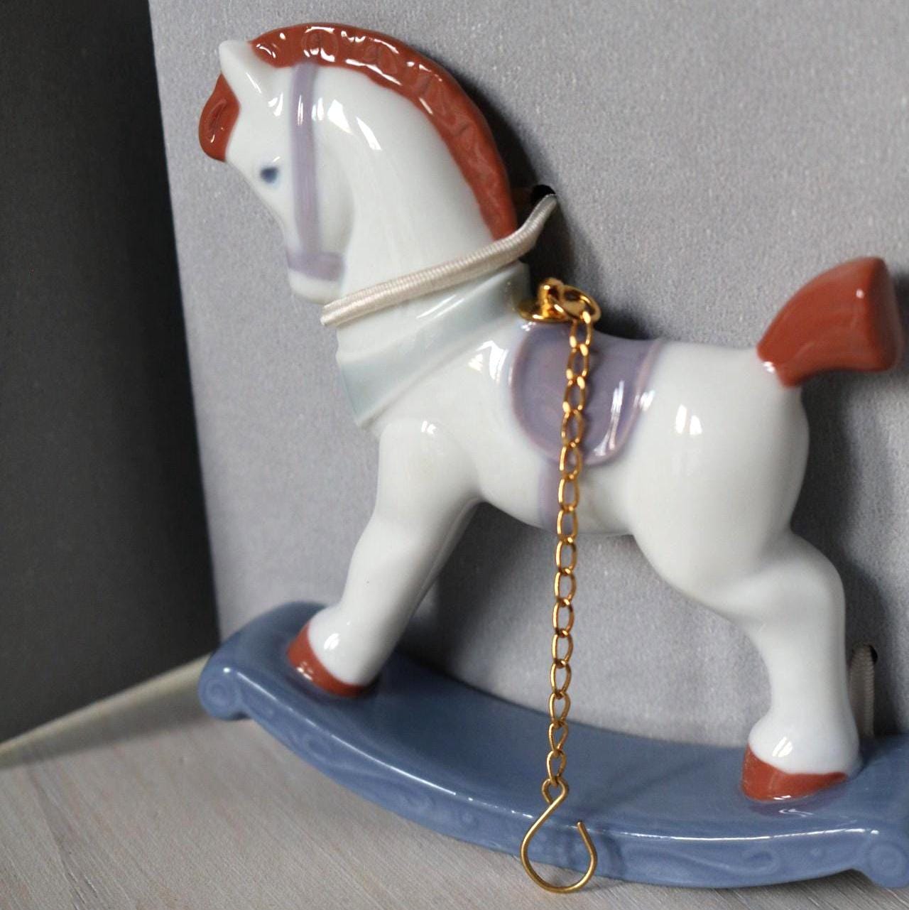 Vintage Lladró Porcelain Rocking Horse Ornament 06262, Original