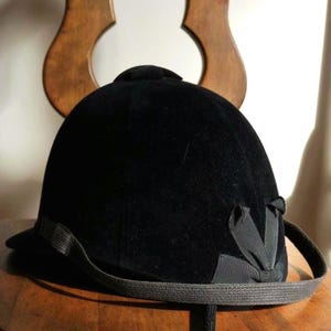 Lauren Ralph Lauren Black Velvet Equestrian Hat Leather band w/ Silver D-Ring M Black Velvet Riding Hat - Etsy main image 4