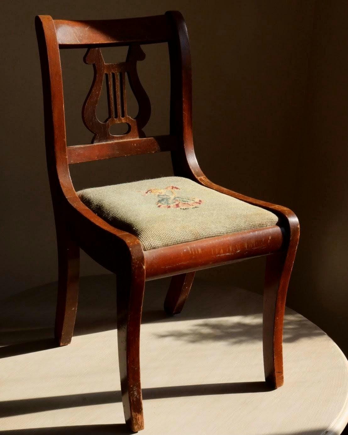 Antique Lyre Back Chair - Etsy