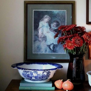 Vintage J&G Meakin Romantic Blue Flo Staffordshire Bowl, England Transferware