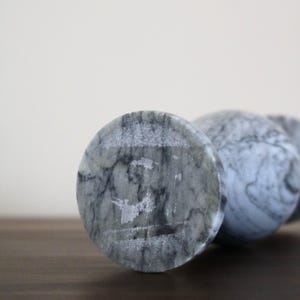 Vintage Marble Bud Vase | Grey & White Veined Stone | European Minimalist Decor image 5