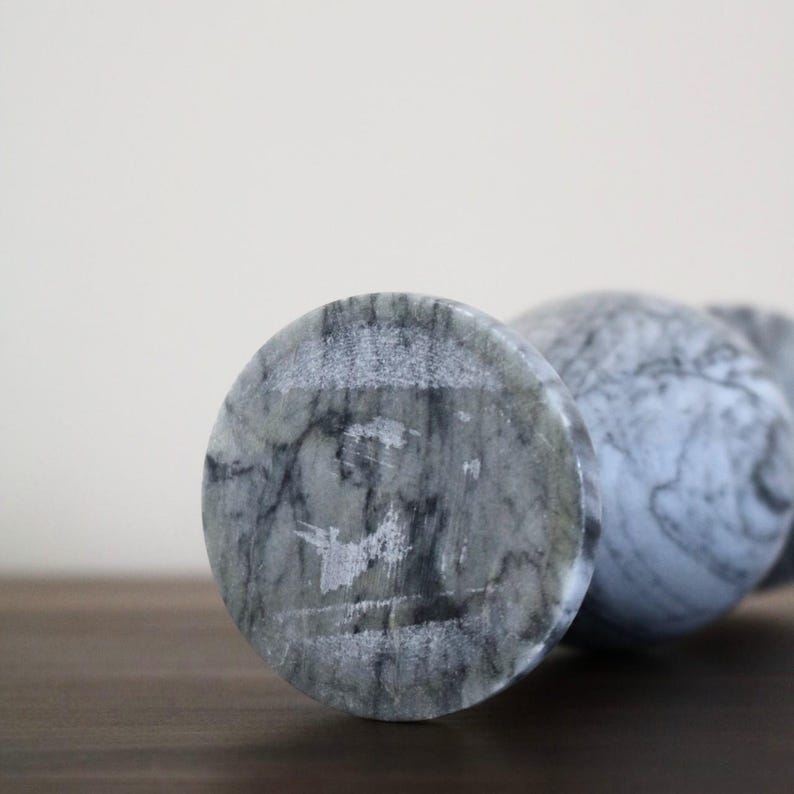 Vintage Marble Bud Vase | Grey & White Veined Stone | European Minimalist Decor image 5