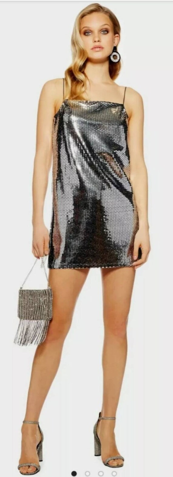 Topshop PETITE Silver Sequin Mini Dress Party Dress Special - Etsy