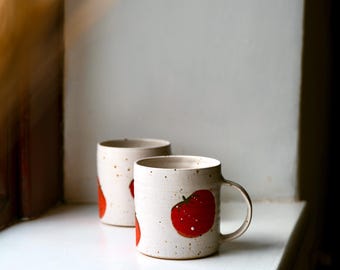 Handmade Ceramic Mug, Minimalist Fruit Design Coffee Mug,tomato mug