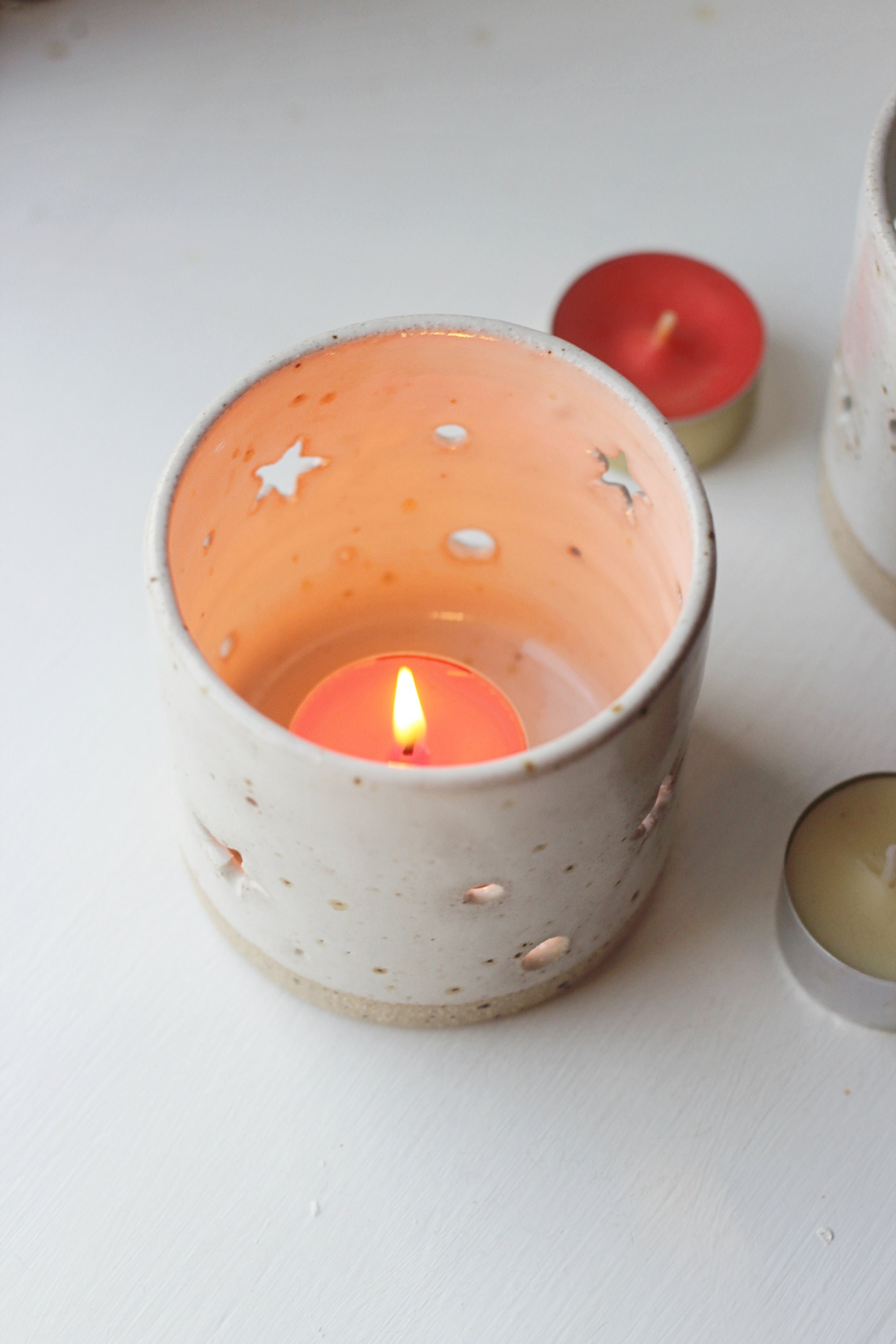 Handmade Ceramic Large Tea Light Candle Holders | Christmas Gift| Light ...