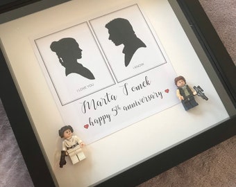 Star Wars | Minifigure Picture Box Frame-customisable with your own wording! Lego Frame Anniversary Wedding Gift for Him or Her Birthday