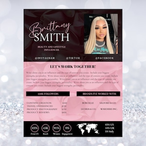 Influencer social media kit, branding kit, Instagram and TikTok Influencers | Media Kit & Rate Card, beauty influencer