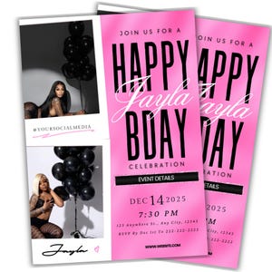 Birthday Invitation Template | Aesthetic Birthday Invite | Editable Digital Download | Birthday Flyer | Bday Invitation | Elegant birthday