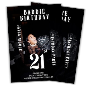 Baddie Birthday Invitation Template | Stylish & Aesthetic Birthday Invite | Editable Digital Download | Birthday Flyer | Bday Invitation