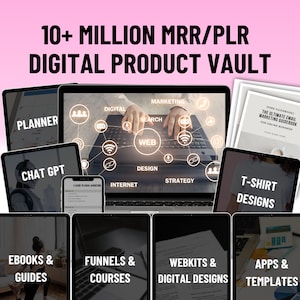 10M+ Digital Products Vault, PLR and Master Resell Rights (MRR) (PLR), Create digital wealth, Bundle, eBooks, Templates, Canva