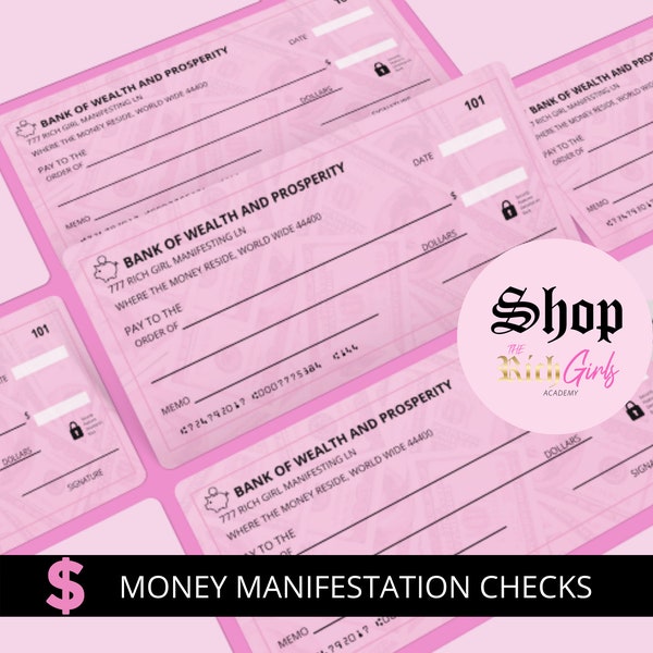 Editable Money Manifestation Checks, Money, Manifesting, Scripting, Money Affirmations, Wealth, Money Goals, Cash envelopes, Planner