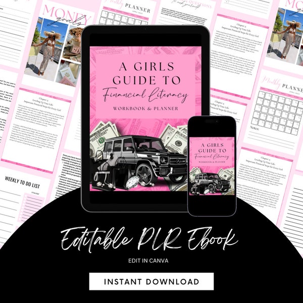 PLR,  Financial Literacy Ebook, White Label Planner,  Done For You, Girl boss book, editable, canva template