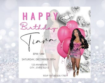 birthday Flyer, black and gold Birthday, Birthday Template, Birthday Dinner , Birthday girl invitation, Party invitation, Digital invitation