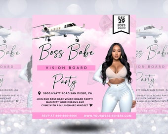 Vision Board Party, Vision Board Event, Flyer, Manifest Event, Girl Boss Event, Vision Board, Vision Board Parties, Event Flyer