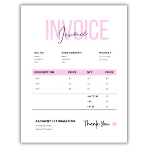 Editable Invoice Template for Small Business | Printable Billing & Receipt Form | Professional Invoice  | Instant Download | Invoice