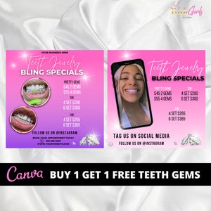 2 Tooth Gems Flyer l Tooth Bling l Teeth Jewelry l Dental Flyer l Tooth Flyer l Bling Flyer l Glam Flyer l Gold Grillz
