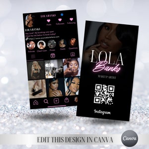 DIY Instagram-visitekaartje, QR-code, visitekaartjes, salonkaarten, influencer, Lashtech, bewerkbaar, Instagram-kaart, luxe visitekaartje
