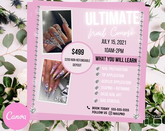 Nail Course Nail Flyer Diy Nail Class Nail Template Etsy