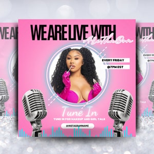 Live Broadcast  Flyer, Influencer flyer, Podcast Flyer, Beauty Flyer, Digital Flyer, digital Template, DIY, Broadcasting Flyer