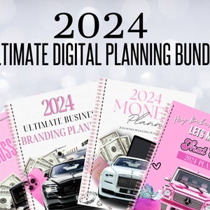 4 Ultimate 2024 Digital Planning Bundle,  PLR books, Planners, White Label Planner,  Done For You, Girl boss books, Edit In Canva