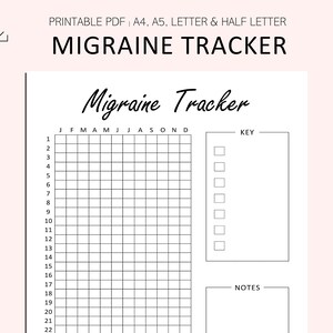 Migraine Tracker Printable Migraine Log Headache Tracker Headache Log ...