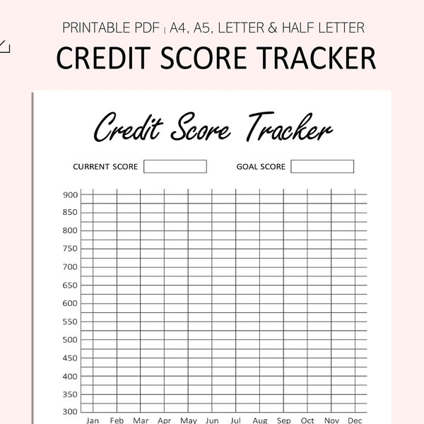 CREDIT Score Tracker Printable - Credit Repair - Planner Insert - PDF - A4 - A5 - Letter - Half Letter