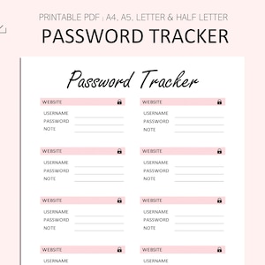 Password Tracker Password Manager Login Detail Recorder - Etsy UK