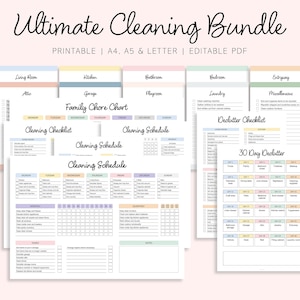 Ultimate Cleaning Planner - Editable Cleaning Schedule - Declutter Planner - PDF - A4 - A5 - LETTER