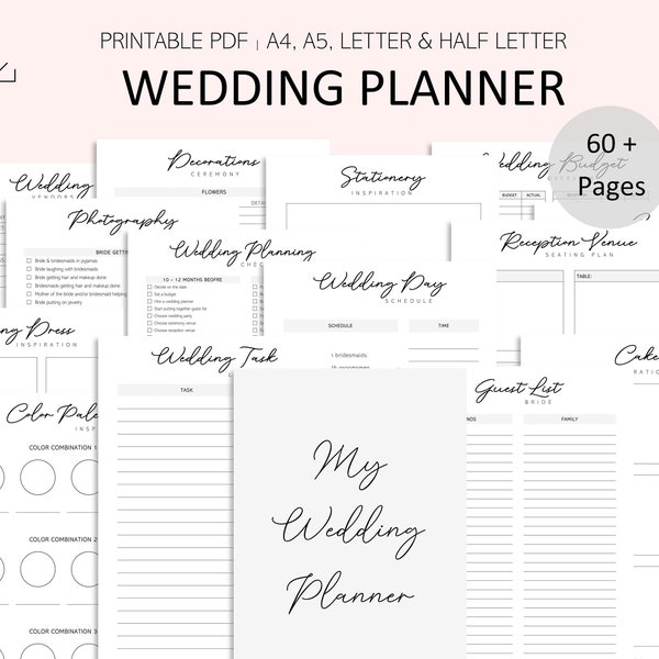 Wedding Planner Printable - Minimalistic Wedding Planner - Wedding Planner Book -Wedding Binder