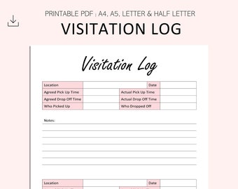 Visitation Log Printable Child Care Log Child Visits - Etsy Denmark