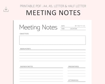 Meeting Agenda Template Etsy