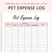 Pet Expense Tracker Printable Pet Spending Log Dog Care | Etsy