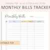 Monthly Bill Tracker Printable editable Payment Tracker Bill Log
