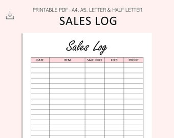 Printable Sales Log - Etsy