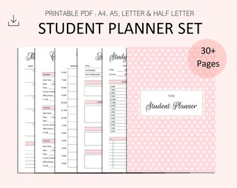 college student planner pdf Student Planner Printable Set - Study Printable - School Planner - PDF - A4 - A5 - LETTER