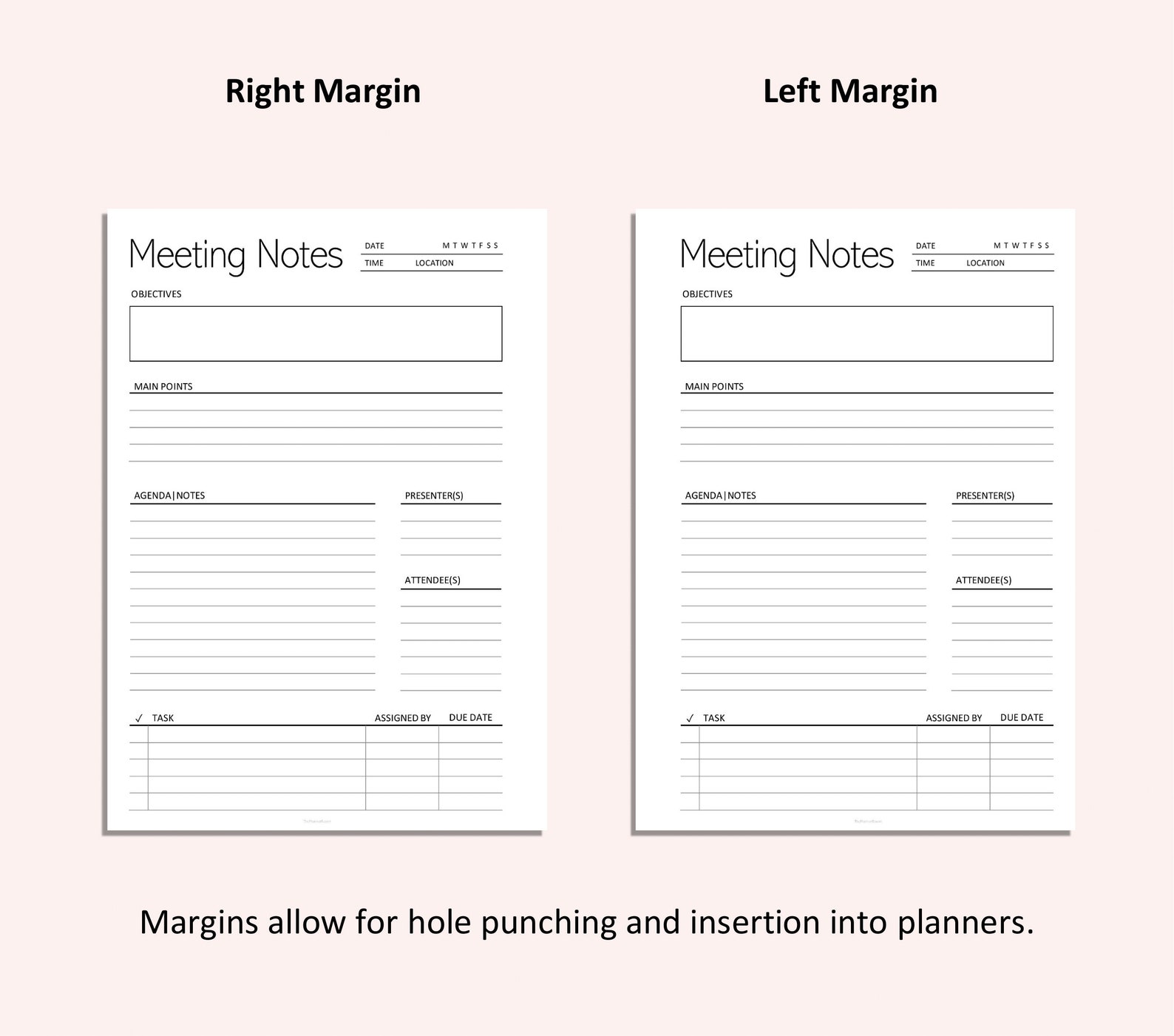 Meeting Notes Printable Work Planner Meeting Agenda Record Work Notes ...